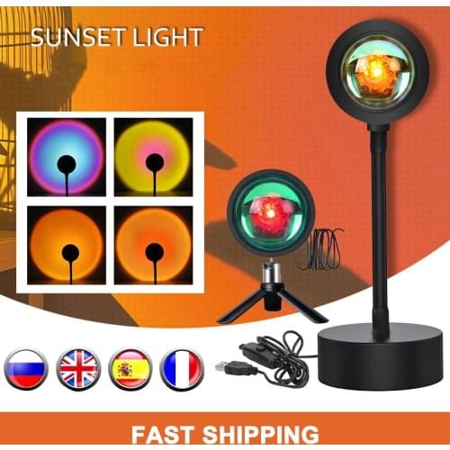 Original Sunset Projection Lamp,360° Atmosphere Rainbow Lamp Night Light for Bedroom Living Room Party Bar Photography LED Light