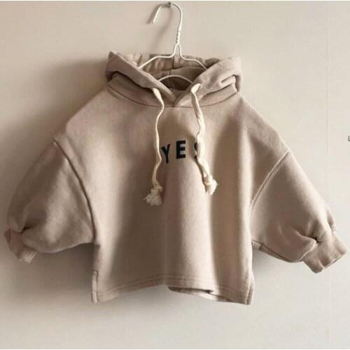 2020 Autumn Korean Childrens Clothing New Boys and Girls Casual Lettered Hooded Sweater Top