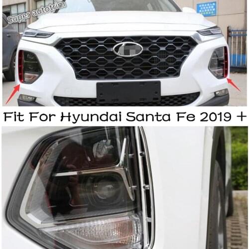 Lapetus Front Foglight Fog Lights Lamps Eyelid Eyebrow Cover Trim Fit For Hyundai Santa Fe 2019 2020 ABS External Spare Parts