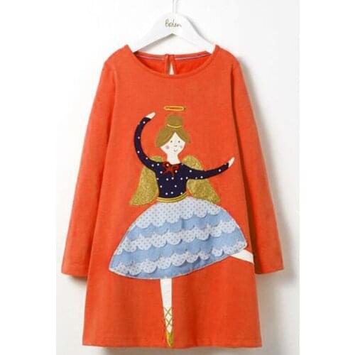 ZWF233 New Long Sleeve Dresses For Baby Girls Clothing Cotton Autumn Spring Princess Party Cute Girl Dresses 2-8 Years