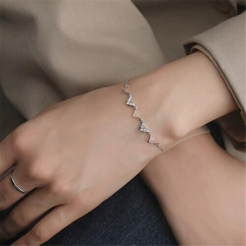Prevent allergy 925 Sterling Silver Charm Bracelet for Women Elegant Zircon Bracelet Couples Jewelry Party sl196