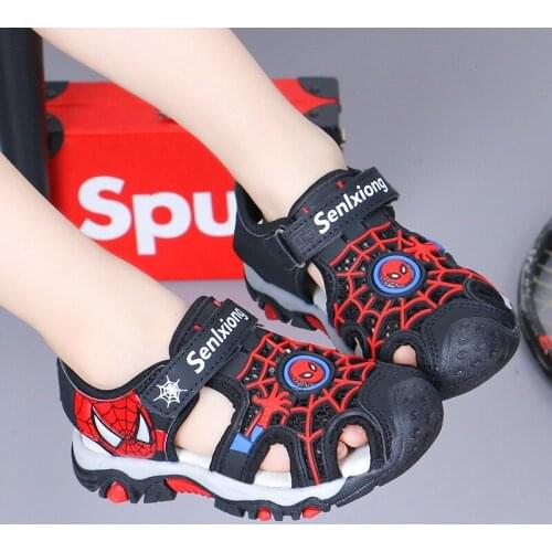 New Summer Cartoon Spider kids Breathable beach sandals soft bottom non-slip boys sports sandals leisure shoes