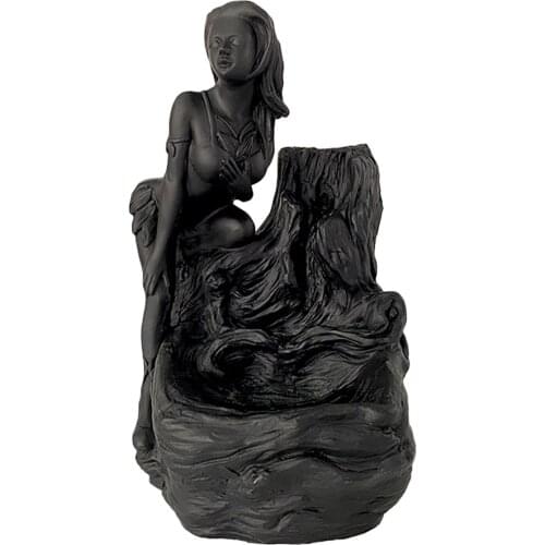 Female Sculpture Backflow Incense Holder Waterfall Incense Burner for Home Office Yoga Aromatcherapy Ornament Home Decor