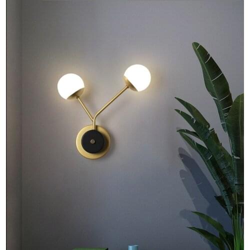 Modern LED Wall Lamps Bedroom Bedside Lights Double Head For Loft Corridor Room Decorative Glass Ball Luminaire Nordic
