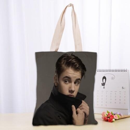 Nice Justin Bieber Tote Bag Women Canva Fabric Bags Eco Reusable Shopping Bag Traveling Beach Useful Shoulder Bag 0331