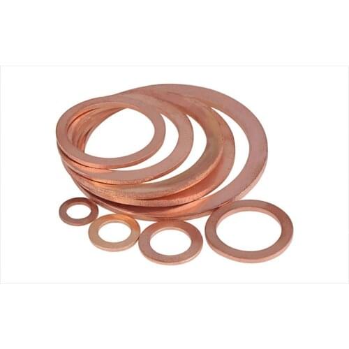 Solid Copper Washer Shim Flat Ring Gasket Rings Seal Plain Spacer Washers Fastener M5 M6 M8 M10 M12 M14 M16 M18-M48