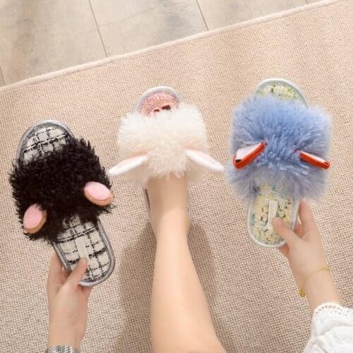 Ladies Indoor Slippers Cute Rabbit Slippers Warm Non-slip Ladies Slippers Ladies Home Floor Couple Slippers