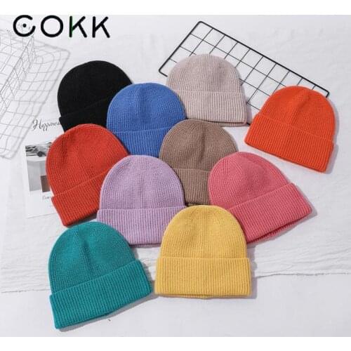COKK Winter Hats for Women New Beanies Knitted Solid Hat Girls Autumn Female Beanie Caps Warm Bonnet Ladies Casual Cap Bonnet