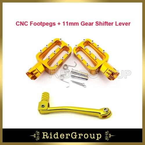 Gold 11mm Folding Gear Shifter Lever CNC Aluminum Footpegs Foot Rest Pegs For Chinese Pit Dirt Bike SSR Thumpstar YCF SDG GPX