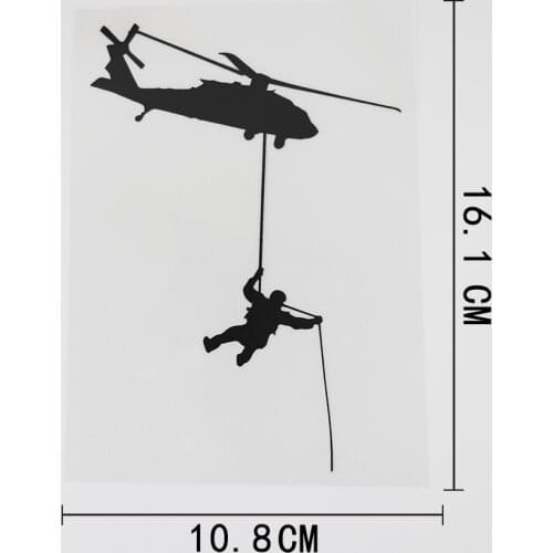 10.8CMX16.1CM Cool Chopper Military Aviation Soldier MIlitary Decal Vinyl Car Sticker Black/Silver 8A-0756