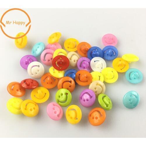 100PCs 13mm Smile Smiling face Mixed Colors Resin Buttons for Sewing or Scrapbooking Garment Accessories