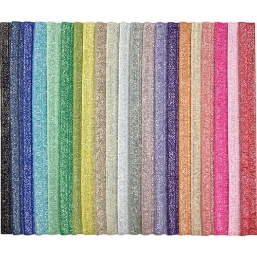 100pcs/lot Elastic Ribbon Tinsel Inlaid Headband for Girls , Fold Over Elastic Hair Band HAIR TIES DIY