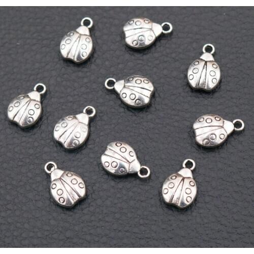15pcs Cute 3D Insect Pendant, Ladybug Charms, 15 * 10mm Beetle Charms, Nature Charms, DIY Metal Jewelry Handicrafts A2139