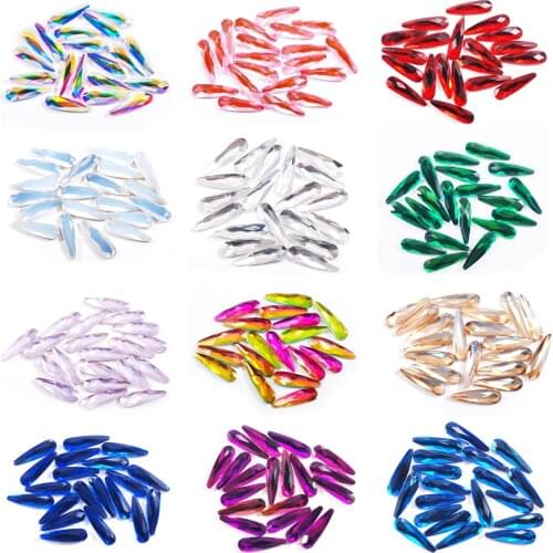 High quality 20pcs12 colors 3x10mm water droplets crystal flash nail glass rhinestone DIY design nail art decoration