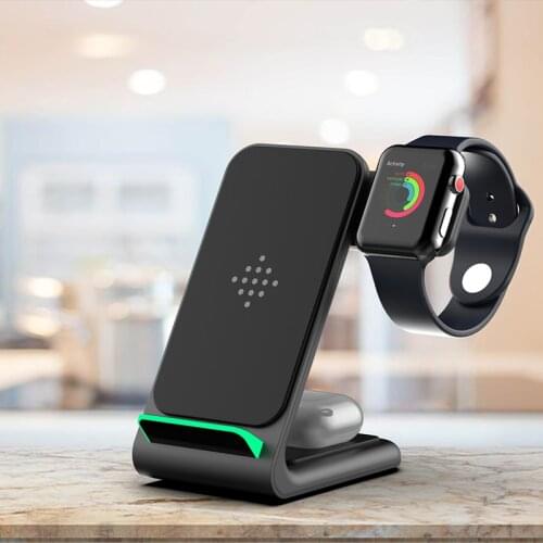 2021 Foldable Charger Stand for Apple Watch 6 5 4 Airpods Pro 15W 3 In 1 Wireless Charger Dock Station for Iphone 12 Iphone 11