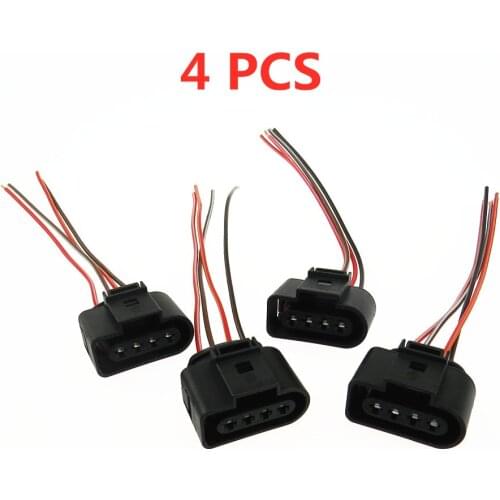 4Pcs Car Engine Ignition Coils Wire Cable Plug Pigtail Connector For Passat B5 Seat Eos CC Candy Golf Seat A4 A6 A8 1J0 973 724
