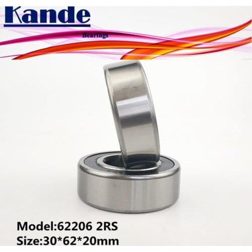 62206 2pcs ABEC-1 30X62X18 62206 2RS Thicken Single Row Deep Groove 62206 Ball Bearing 62206RS