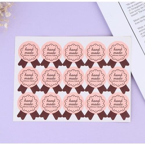 75Pcs "Hand Made" Bow Tie DIY Packaging Seals Sealing Sticker Label Gift Sticker
