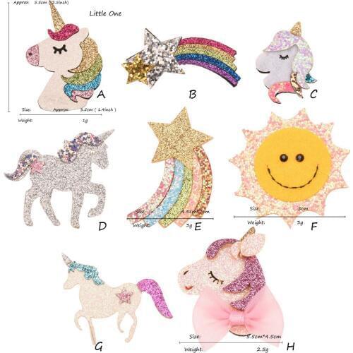 16PCS Cute Sequins Unicorn Hair Accessories Rainbow Head wrap Boutique Girls Accessories for Hair bows Barrette