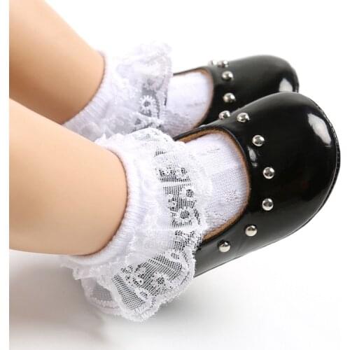 Bobora 0-18M Baby Girl Sweet Princess Gentle Wind Soft-Soled Toddler Shoes + Socks Two-Piece Baby Girls Shoes