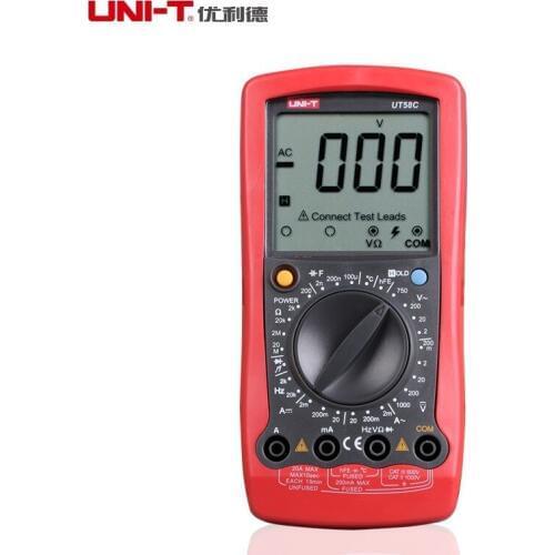 UNI-T UT58C General Digital Multimeters Full Icon LCD Display Temperature Frequency Capacitance Diode Transistor AC/DC Tester