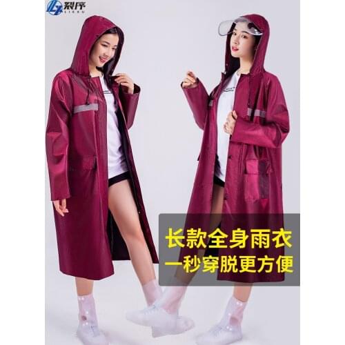 Hiking Scooter Raincoat Jacket Motorcycle Luxury Hooded Bike Raincoat Fashion Cycling Pvc Long Gabardina Mujer Rain Gear BY50YY