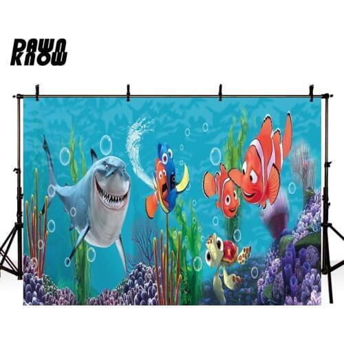 DAWNKNOW Cartoon Finding Nemo Photography Background For Baby Photocall Seabed Backdrop Children Photo Studio lv2212