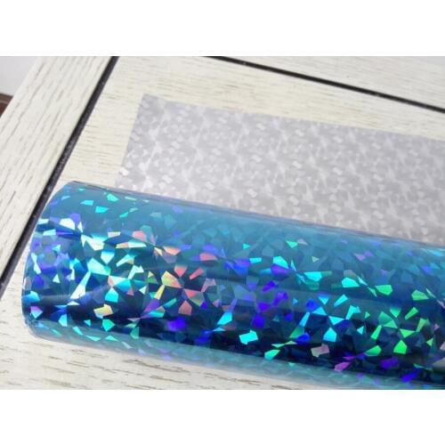 Hot stamping foil holographic foil sky blue color broken glass pattern hot press on paper or plastic heat transfer film