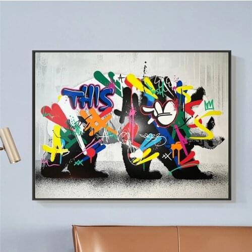 Graffiti Lovely Panda Street Art Canvas Print Painting Abstract Animal Wall Picture Modern Living Room Home Decoration Poster
