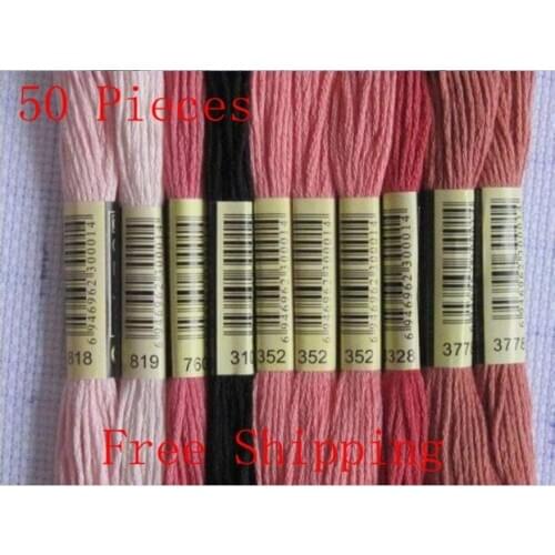 High Quality Similar DMC 1 Lot= 50 Pieces Cross Stitch Cotton Yarn Floss Thread Free Shipping