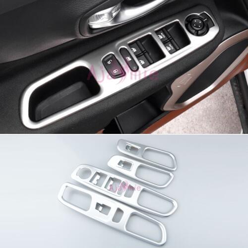 Chrome Car Styling Interior Window Glass Switch Overlay Trim Garnish Cover Panel Frame 2016-2017 For Jeep Renegade Accessories