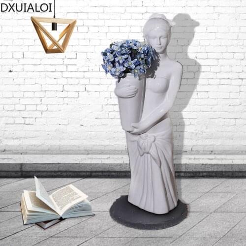 DXUIALOI Nordic Creative Woman Pure White Vase Ceramic Crafts Home Living Room Entrance Flower Arrangement Vase Decoration