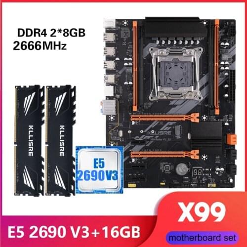 Kllisre X99 D4 motherboard combo with Xeon E5 2678 V3 LGA2011-3 CPU 2pcs X 8GB = 16GB 2666MHz DDR4 memory