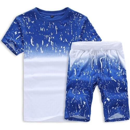 2020 Fashion Tracksuit Men Casual Summer T-shirt+Shorts Mens Set Fitness Sportswear 2pcs Mens Sportsuits Beachwear 5XL