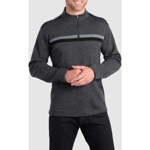 Man 100% Merino Wool Men Quarter 1/4 Zip Out door Odor Fighting Sweater Warm Thermal Warmth Long Sleeve Shirt Tops Washable