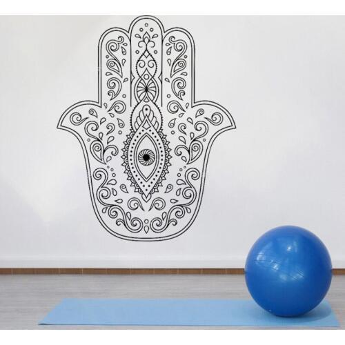 Hamsa Hand Wall Stickers Bedroom Livingroom Decal Yoga Fatima Vinyl Decals Removable Home Decoration Bohemian Style Art Mural