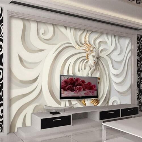 Custom Any Size Mural Wallpaper European Style 3D Embossed Sculpture Figure Wall Cloth Creative Art Wall Papers Papel De Parede