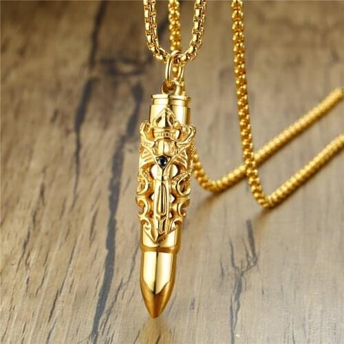 Modyle Rock Punk Openable Bullet Necklaces for Men Vintage Stainless Steel Dragon Charm Pendant Male Bijoux