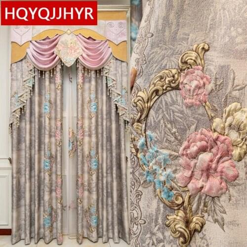 European Top Luxury 3D Jacquard Full Shading Custom Decorative Villa Curtains For Living Room Windows Bedroom Hotel Apartments