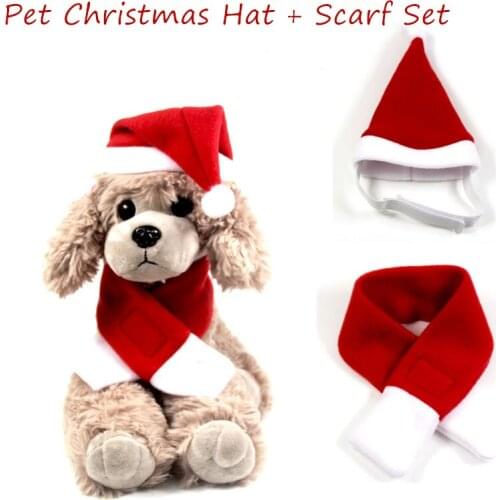 Christmas Pet Decoration Hat Scarf Set Cat Accessories Christmas Hat Pet Supplies Dog Accessories Chihuahua Christmas Hat Scarf