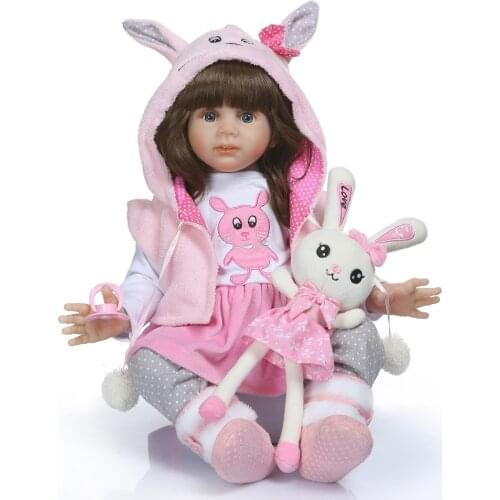 NPK 24''Handmade Silicone vinyl adorable Lifelike reborn toddler Baby Bonecas girl kid bebe doll reborn menina de silicone