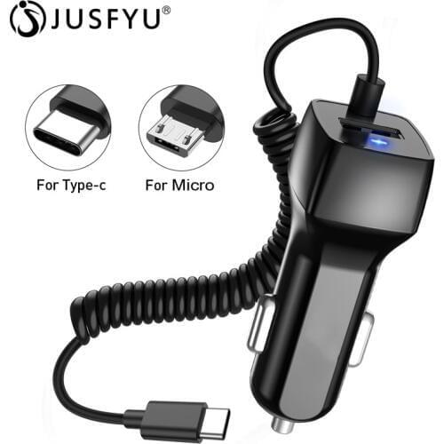 Universal Car Charger With USB Quick Charger For Xiaomi Samsung S8 S9 Mobile Phone Micro USB Type C Cable Fast Car Phone Charger