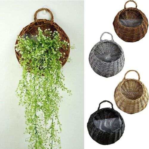 Hand Made Rattan Vase Eco-Friendly Wall Hanging Vase Container Storage Basket Basket Wicker Nest Flower Pot Home Decoration