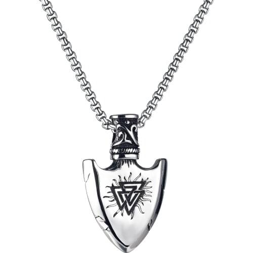 Vintage Vking Nordic Rune Compass Totem Necklaces Shield Pendant Stainless Steel for Men Him Punk Jewelry