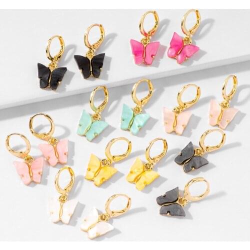 Women Butterfly Drop Earring Multicolor Earing Jewelry Cute Korean Style Boho Fashion Jewellery Female Gift Bohemian Accessories