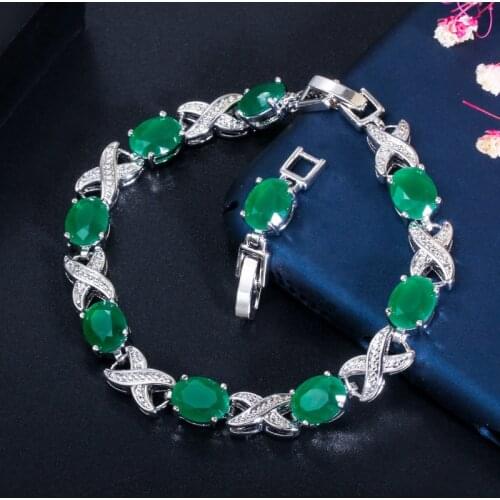 Classic 100% 925 Silver Jewelry 18CM Emerald Bracelets for Women Anniversary Womens Charm Bracelet Fine Jewelry Gift
