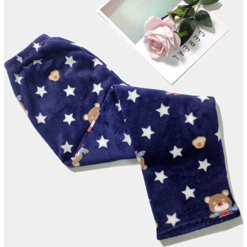 Winter Womens Plush Pajama Pants Warm Home Pants Cheap Loose Comfortable Elastic Waist Cute Cartoon