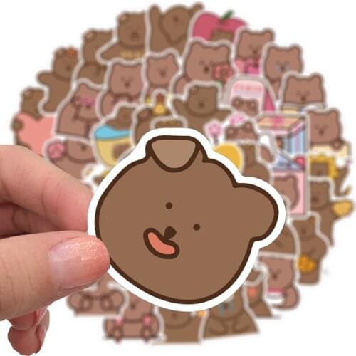 10/50pcs Korean Cute Bear Stickers Scrapbooking Decorative Sticker Kawaii Bear DIY Diary Album Stick Label Stationery Graffiti