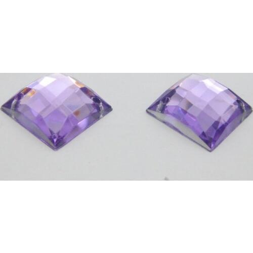 100 Purple Flatback Acrylic Square Rhinestone Button 14mm Sew on bead