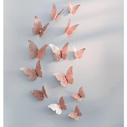 12pcs 3D PVC Butterfly Wall Stickers DIY Fridge Decals Wallpaper for House Bedroom Party Decoration Room Wall Art Modern City